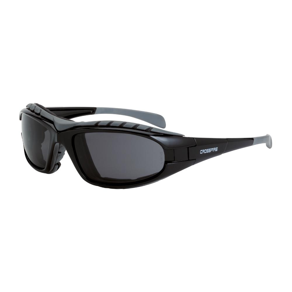 Diamond Back Foam Lined Safety Eyewear - Shiny Black Frame - Smoke Anti-Fog Lens