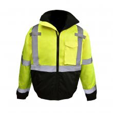 Radians SJ11QB-3ZGS-2X - SJ11QB Class3 High Visibility Weatherproof Bomber Jacket with Quilted Built-in Liner - Green - Size 