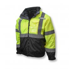 Radians SJ210B-3ZGS-L - SJ210B Three-in-One Deluxe High Visibility Bomber Jacket - Green/Black Bottom - Size L