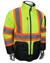 Radians SJ510X-3ZGS-2X - SJ510X-3 Quilted Reversible Jacket with Zip-Off Sleeves X-Back - Hi Vis Green - Size 2X