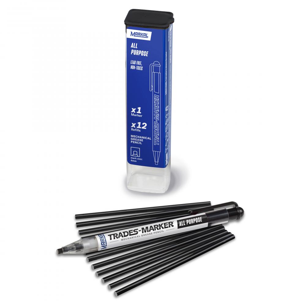 Trades-Marker® All Purpose Mechanical Grease Pencil Starter Pack, Black