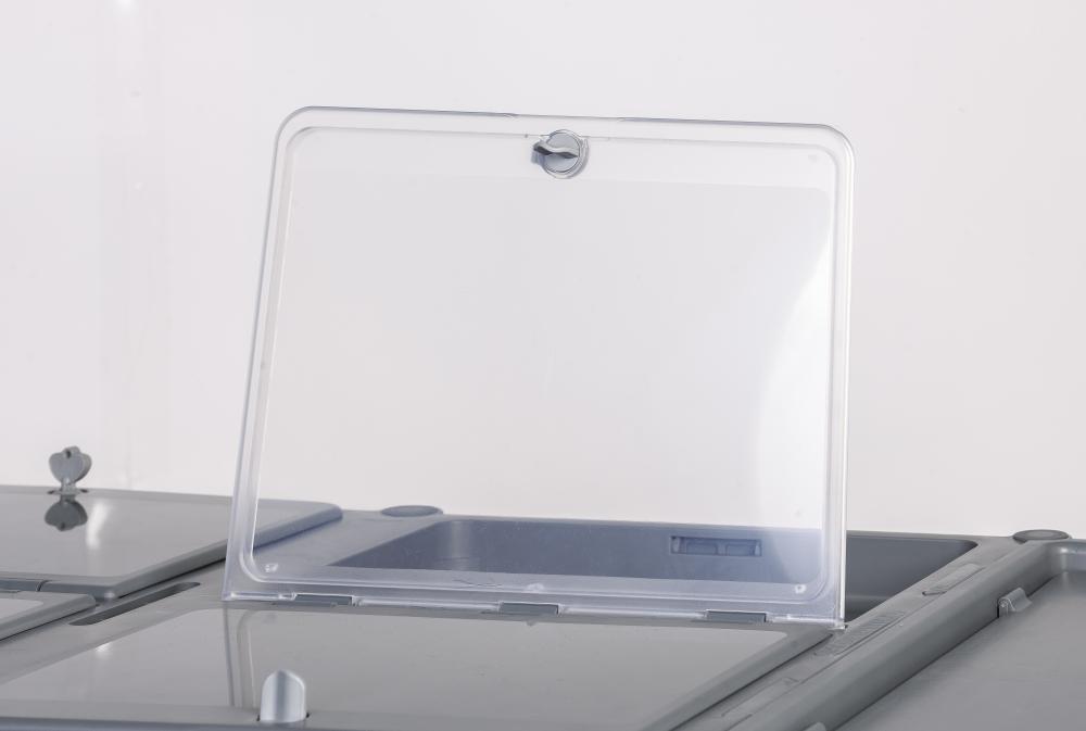 Grey lid for countertop complete with grey lock.