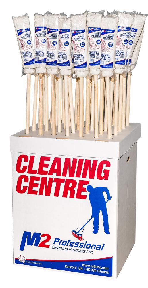 M2 Cleaning Centre Box /w 35 10 oz Yacht mop w/ 48&#34; wood Handle 1/4skid