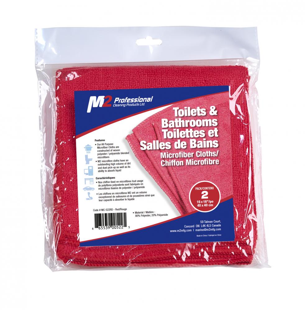 MicroCloth-Toilets/Bathrooms(red)40x40cm/16&#34;x16&#34; 2/bag
