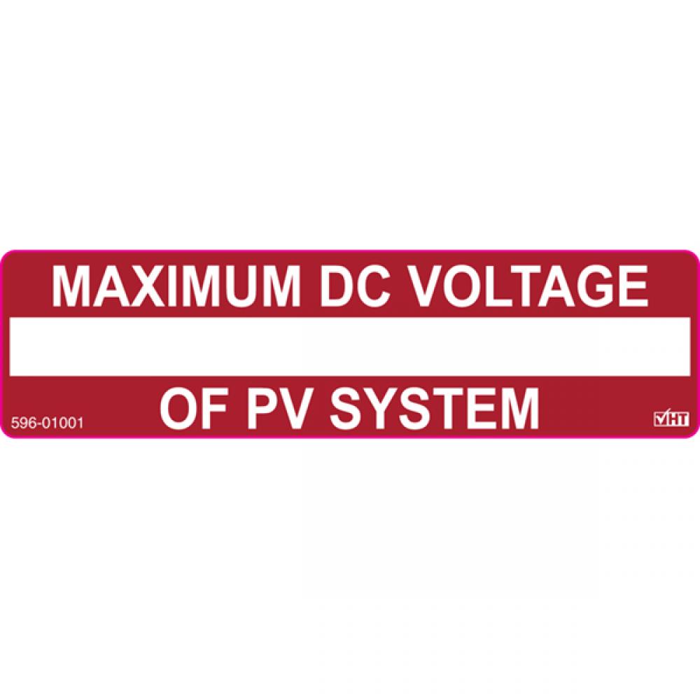 Solar Label, Printable, MAXIMUM DC VOLTAGE LABEL, 3.75&#34; X 1.