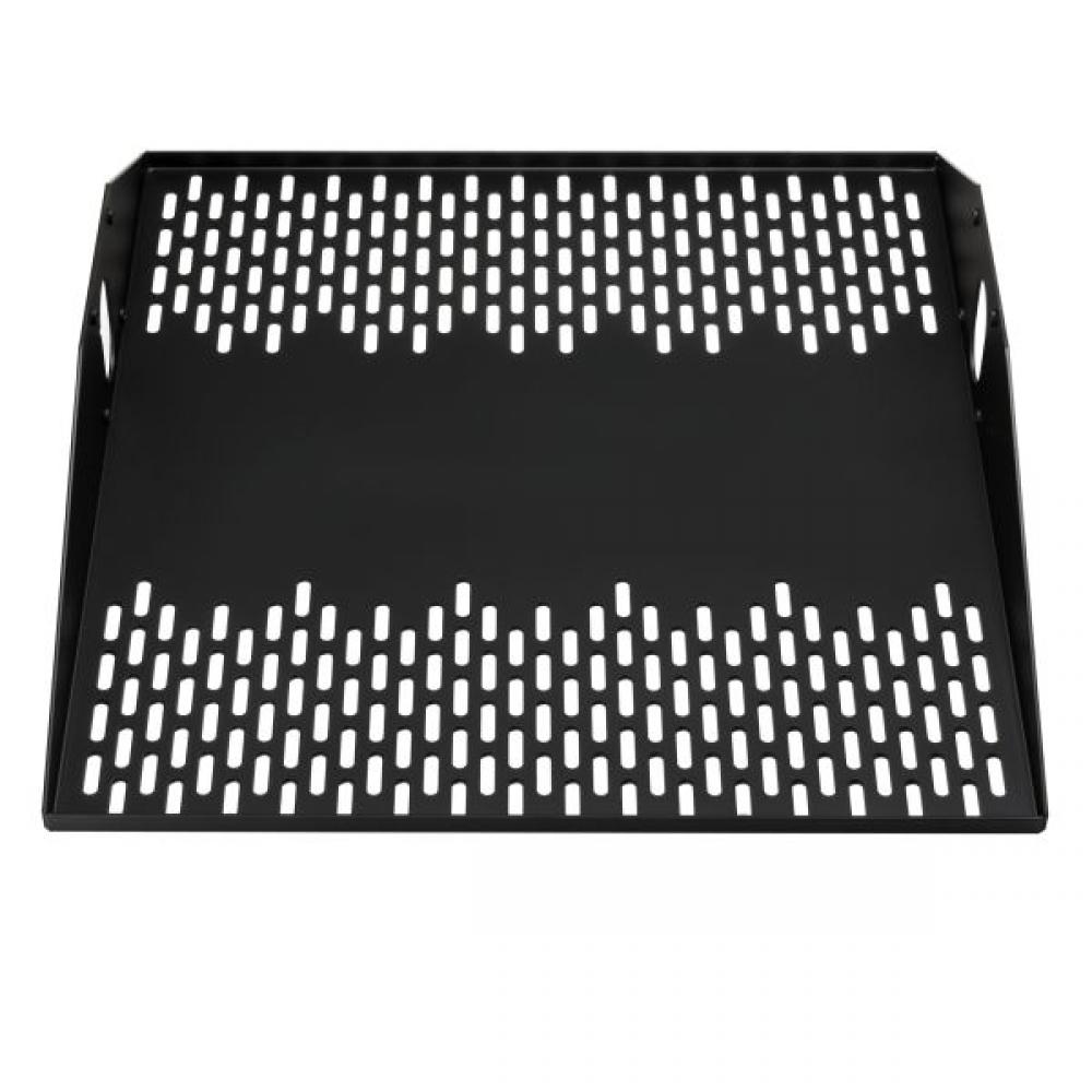 Vented Center Weight Equipment Shelf, 2U, Steel, Black, 1/bo