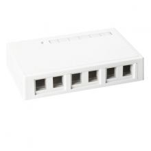 HellermannTyton SMBSIX-W - Surface Mount Box, 6-Port, 6.69" x 1.36" x 4.33", PVC, White